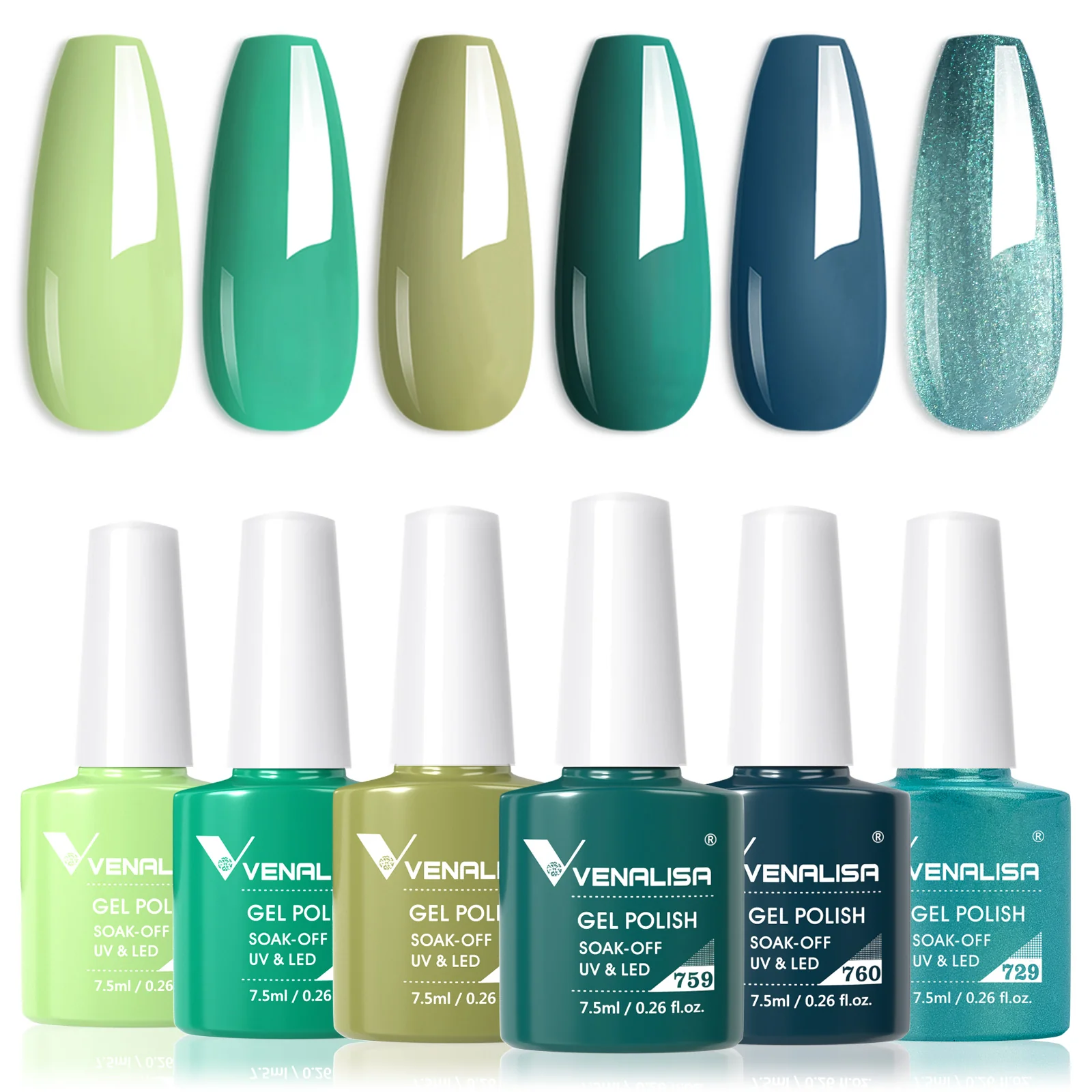 Green - 6 Colors Gel Polish Set TPO Free Hema Free