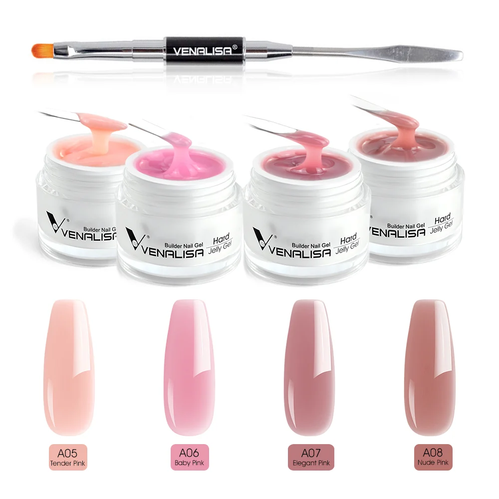 Hard Jelly Builder Gel- 4 Colors With Nail Brush TPO Free Hema Free - Image 6