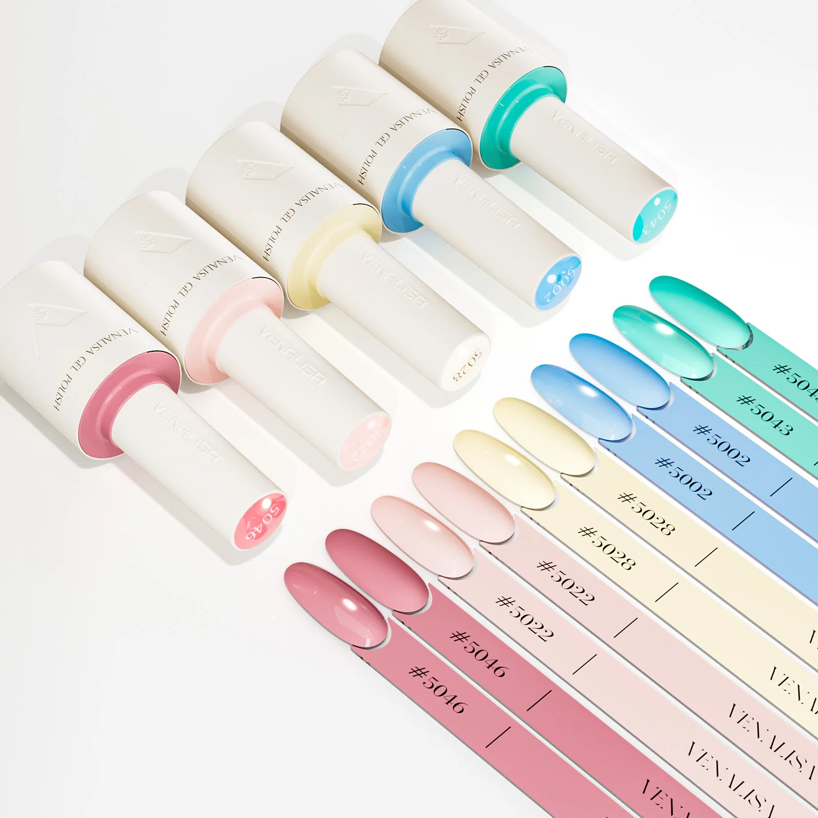 Pastel Whispers- 5 Colors Gel Polish Set (With Nail Tips) TPO Free Hema Free