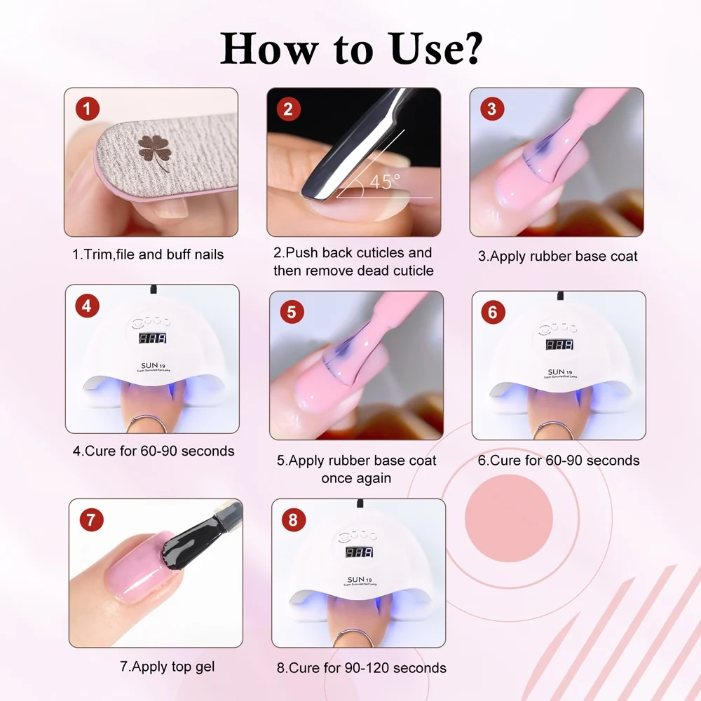Rubber Base- 6 Colors Gel Polish Set TPO Free Hema Free - Image 7