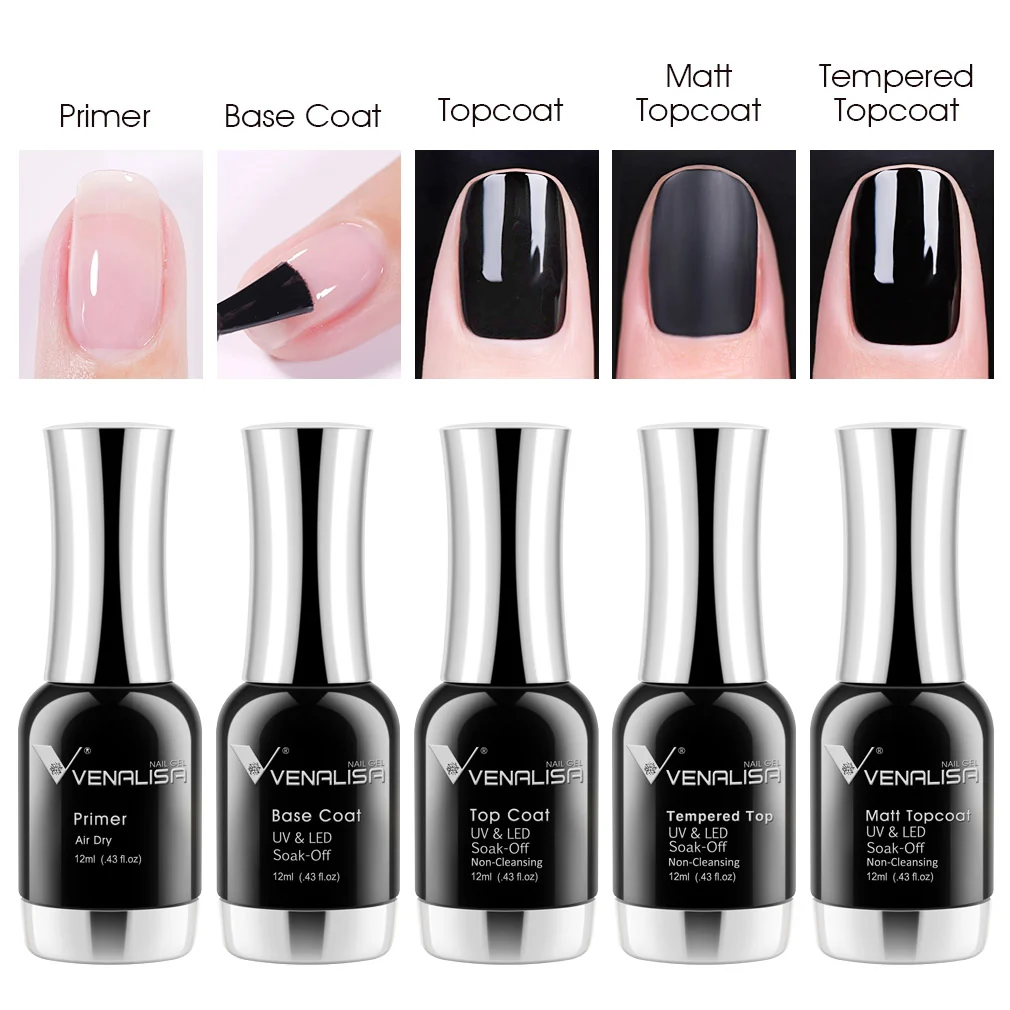 12ml Top & Base Coat Set- 5 pcs TPO Free Hema Free - Image 2